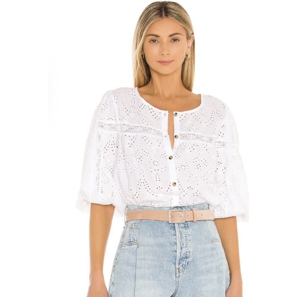 Sanctuary Size XS Sugar Eyelet Top Peasant Cottagecore Boho Capsule Wardrobe